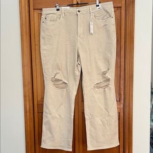 Judy Blue Bone 90s Straight Jeans | Plus 24W | NWT High‑Waist Distressed Denim